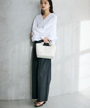 TOPKAPI 【TREASURE TOPKAPI】ソフトシュリンク テープハンドル ショルダー付きミニ トート バッグ ホワイト