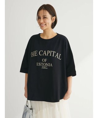 Green Parks インド綿 ＢＩＧサイズアーチロゴ半袖プルオーバー Black