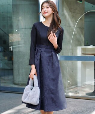 Tiaclasse フラワージャガードドッキングワンピース