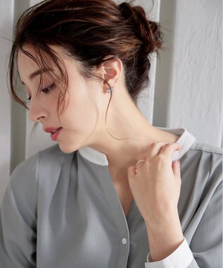 Tiaclasse 【洗える】クレリックシャツチュニックブラウス サックス×オフホワイト