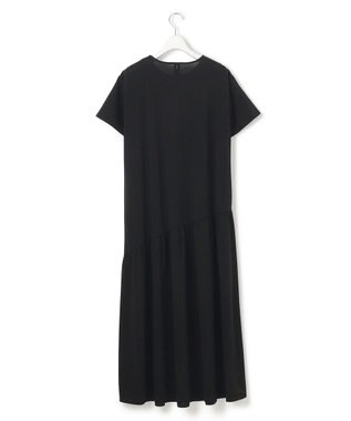 23区 L 【Oggi8月号掲載/接触冷感/洗える】ツイストコットンプレーティング ティアードワンピース ブラック系