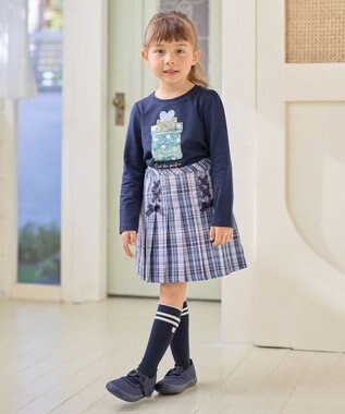 ANY KIDS チェック柄 ガーリー スカパン ブルー系