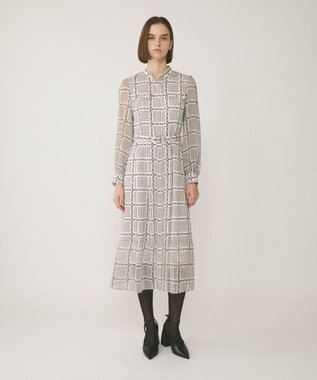 GRACE CONTINENTAL チェーンチェックプリントワンピース