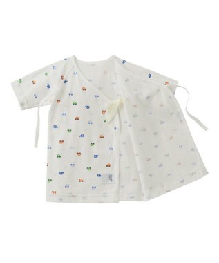 MIKI HOUSE HOT BISCUITS 【50-60cm】 フライス 短肌着 プリント柄 ブルー