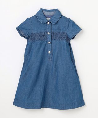 組曲 KIDS 【100㎝】 フラワーボタンデニムワンピース