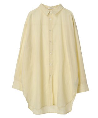 Green Parks 綿麻混タブ付オーバーサイズシャツチュニック Yellow