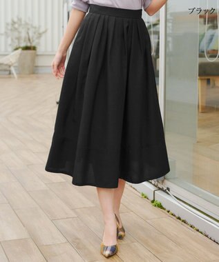 Tiaclasse 【選べる丈】麻調タックフレアスカート