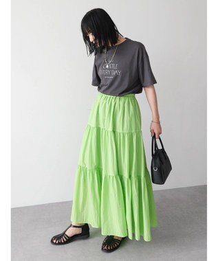 Green Parks ・ＥＬＥＮＣＡＲＥ　ＤＵＥ　ナイロンティアードスカート Green