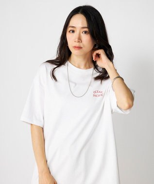OP／FILA 【Ocean Pacific】タイポグラフィバックプリントTシャツ ホワイト