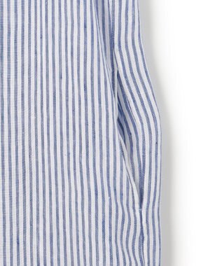 23区 【洗える】LIBECO ノースリーブ シャツ ワンピース ブルーストライプ