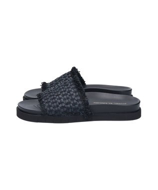 INTER-CHAUSSURES 【ANGEL ALARCON】フットベッドラフィアスライドサンダル ブラック雑材