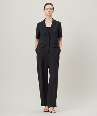 ICB L 【接触冷感・UVケア・吸水速乾・防シワ・洗える】 ドレープツイル オールインワン ブラック系