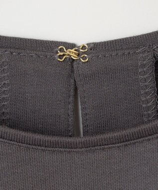 組曲 L ミニ裏毛チュールスリーブ カットソー チャコールグレー系