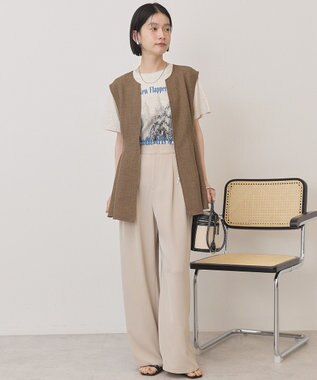 AMERICAN HOLIC 【イージーケア】リネンライクペプラムベスト Brown