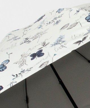 AURORA JILL STUART ジル スチュアート 晴雨兼用一段スライド傘 (ボタニカル柄) ブルー