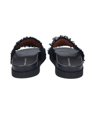 INTER-CHAUSSURES 【ANGEL ALARCON】フットベッドラフィアスライドサンダル ブラック雑材