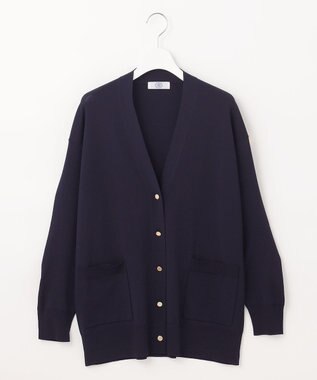 J.PRESS LADIES S 【洗える】レーヨンエリートストレッチ Vネック カーディガン ネイビー系