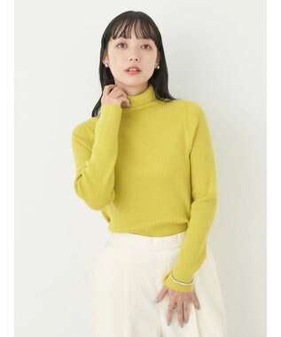 earth music&ecology やわらかタッチリブタートルネックプルオーバー Lime Green