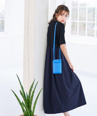 Tiaclasse 【洗える】切替マキシワンピース ネイビー
