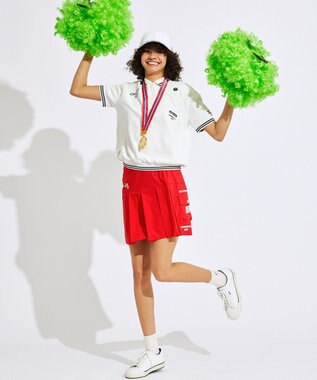 PW CIRCULUS 【UVカット / 接触冷感 / 伸縮性抜群】【WOMEN】フロントプリーツ ゴルフウェア レディース レッド系