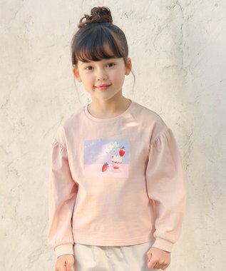 ANY KIDS フォトプリント 長袖 Ｔシャツ ピンク×ジュース