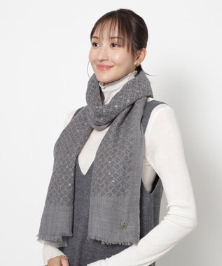MOONBAT FURLA(フルラ）ウール100％ ウールアーチロゴストール チャコールグレー