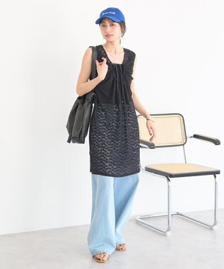 earth music&ecology 【2WAY】レースギャザーワンピース Black