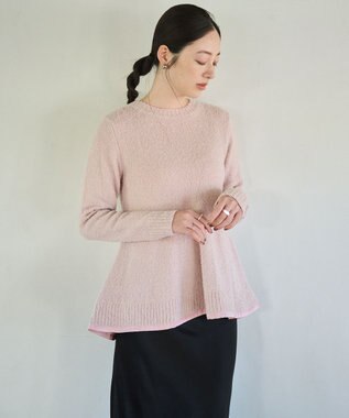 #Newans 【洗える】フレアシルエットチュニックニット ピンク系