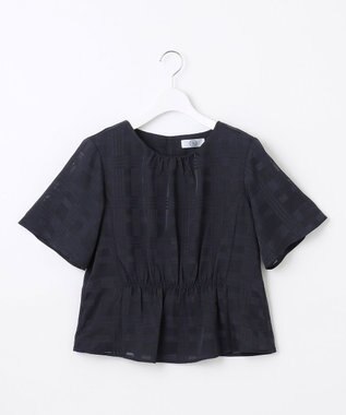 J.PRESS LADIES スラブカラミチェック カットソー ネイビー系