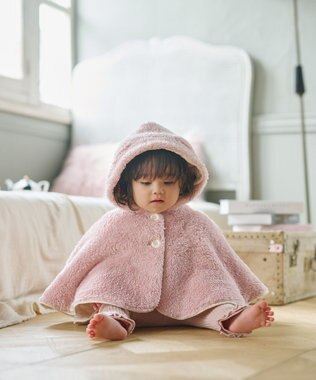 組曲 KIDS 【90㎝】くま耳 キルトマント アイボリー系