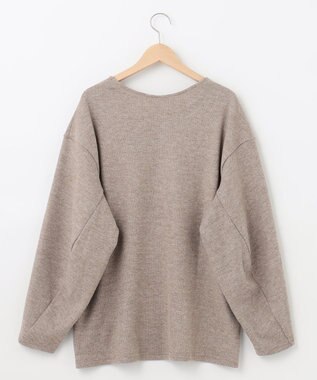 SHARE PARK LADIES サイドスリットVネックニット モカ