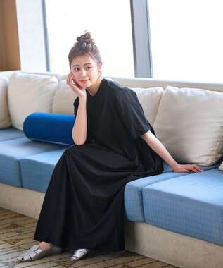 Tiaclasse 【洗える】切替マキシワンピース ブラック