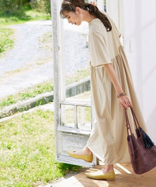 Tiaclasse 【洗える】切替マキシワンピース アイボリー