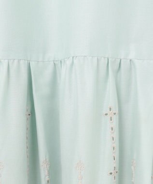 自由区 S 【カタログ掲載・洗える】エンブロイダリーローン ワンピース アクア×ベージュ