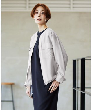 ICB リヨセルナイロンワッシャー ノーカラーブルゾン トープ系