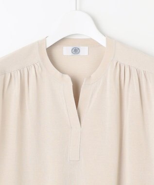 J.PRESS LADIES 【洗える・抗菌防臭】コットンアセテート バンドカラー ニット アイボリー系