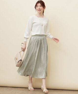 ANY SIS 【洗える】オーロラギャザー スカート ライトグリーン系