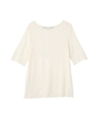 YECCA VECCA 5分袖レースシアートップス Ivory