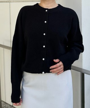 UNFILO 【新色追加/洗える】ふわふわニット パールボタンカーディガン [NEW]ブラック