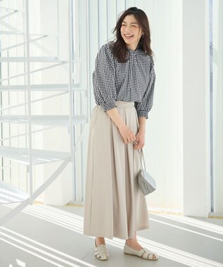 ANY L 【接触冷感/UVカット/抗菌防臭/速乾】エニイファンクション シャーリングブラウス ギンガム