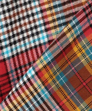 J.PRESS MEN 【KING SIZE】コットンネル マルチチェックシャツ/B.D レッド系3