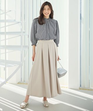 ANY L 【接触冷感/UVカット/抗菌防臭/速乾】エニイファンクション シャーリングブラウス ギンガム