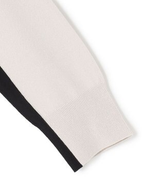 ICB 【洗える】マットヴィスコースポリエステル ブロッキングニット トープ×ブラック系