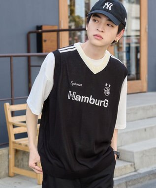 WEGO 【２点SET】アンサンブルゲームロゴニットベスト ブラック