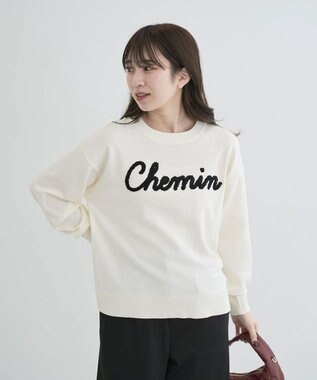 Green Parks 洗える　さがら刺しゅうロゴニットプル Off White