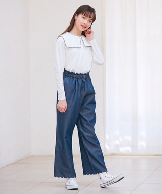 ANY KIDS セーラー襟付き 長袖 トップス オフホワイト