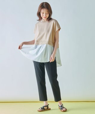 ANY L 裏毛レイヤード風トップス ベージュ