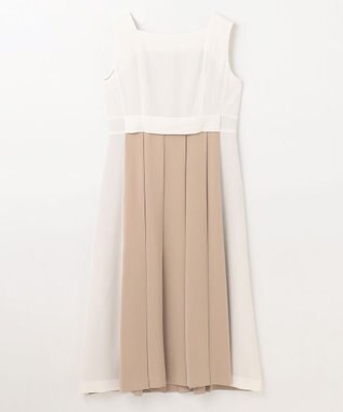 GRACE CONTINENTAL ラインバイカラードレス ベージュ