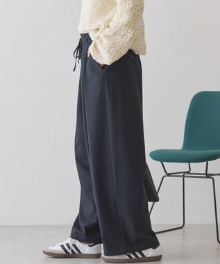 AMERICAN HOLIC リボン付きタックワイドパンツ Navy