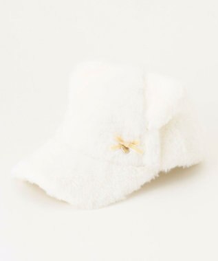 ANY KIDS ネコ耳付き ファー キャップ アイボリー